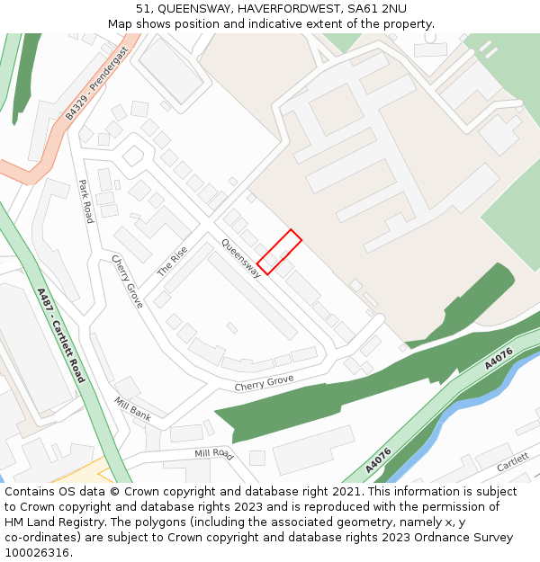 51, QUEENSWAY, HAVERFORDWEST, SA61 2NU: Location map and indicative extent of plot