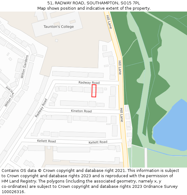 51, RADWAY ROAD, SOUTHAMPTON, SO15 7PL: Location map and indicative extent of plot