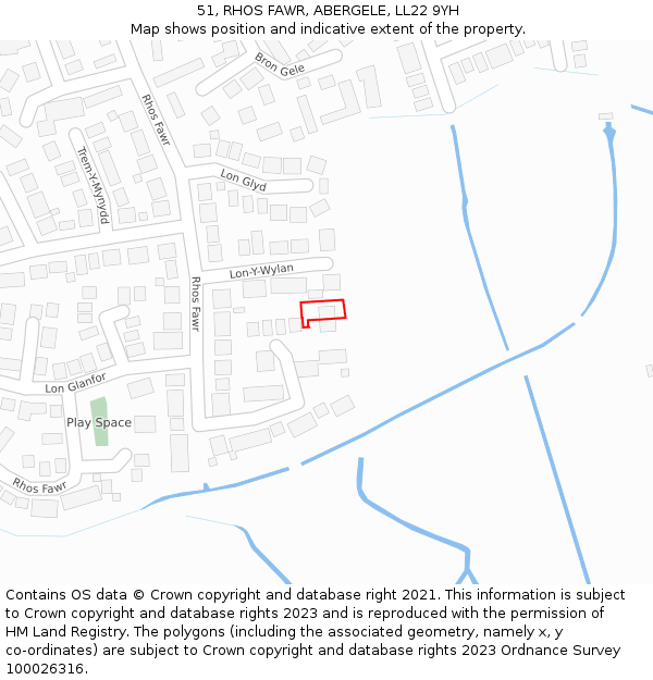 51, RHOS FAWR, ABERGELE, LL22 9YH: Location map and indicative extent of plot