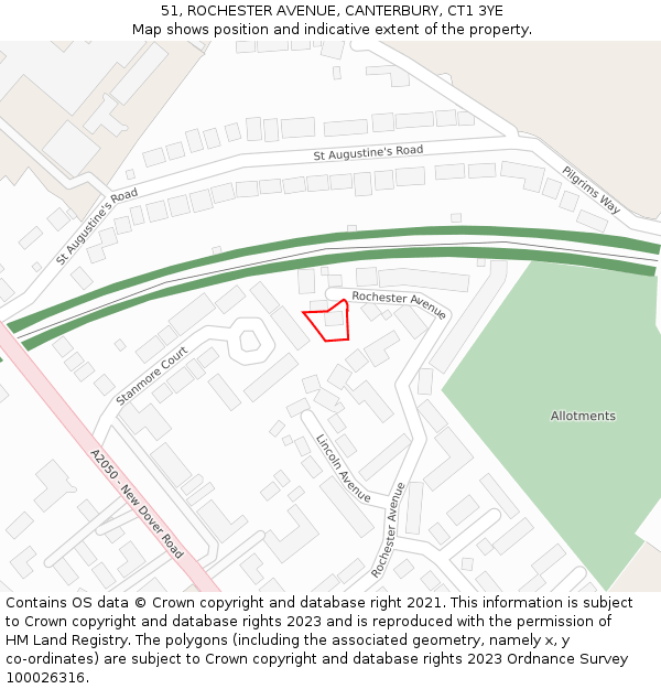 51, ROCHESTER AVENUE, CANTERBURY, CT1 3YE: Location map and indicative extent of plot