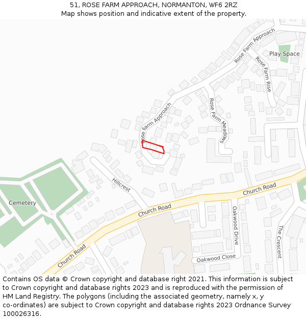 51, ROSE FARM APPROACH, NORMANTON, WF6 2RZ: Location map and indicative extent of plot