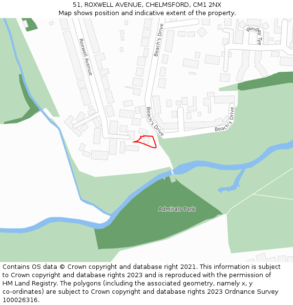 51, ROXWELL AVENUE, CHELMSFORD, CM1 2NX: Location map and indicative extent of plot