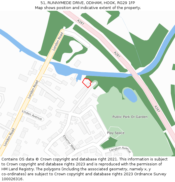 51, RUNNYMEDE DRIVE, ODIHAM, HOOK, RG29 1FP: Location map and indicative extent of plot