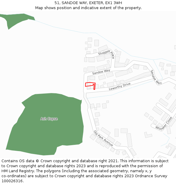 51, SANDOE WAY, EXETER, EX1 3WH: Location map and indicative extent of plot