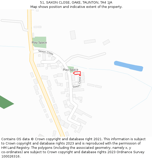 51, SAXON CLOSE, OAKE, TAUNTON, TA4 1JA: Location map and indicative extent of plot