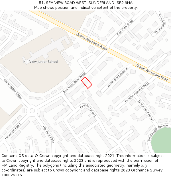 51, SEA VIEW ROAD WEST, SUNDERLAND, SR2 9HA: Location map and indicative extent of plot