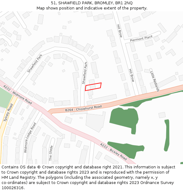 51, SHAWFIELD PARK, BROMLEY, BR1 2NQ: Location map and indicative extent of plot