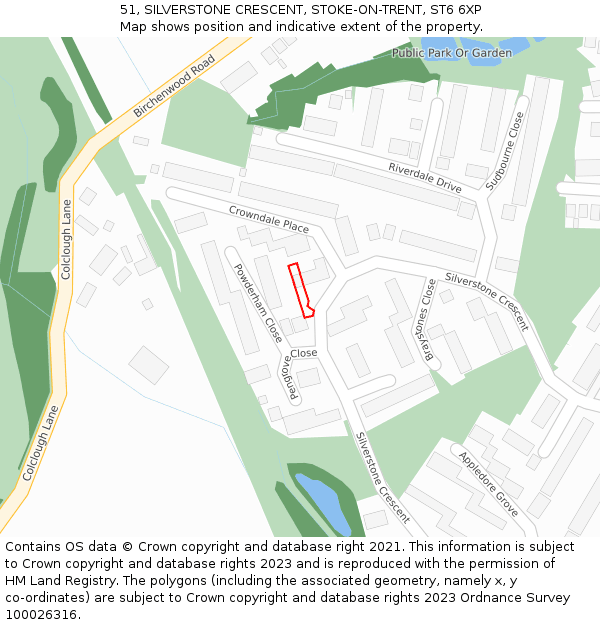 51, SILVERSTONE CRESCENT, STOKE-ON-TRENT, ST6 6XP: Location map and indicative extent of plot