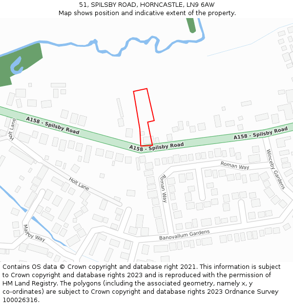 51, SPILSBY ROAD, HORNCASTLE, LN9 6AW: Location map and indicative extent of plot