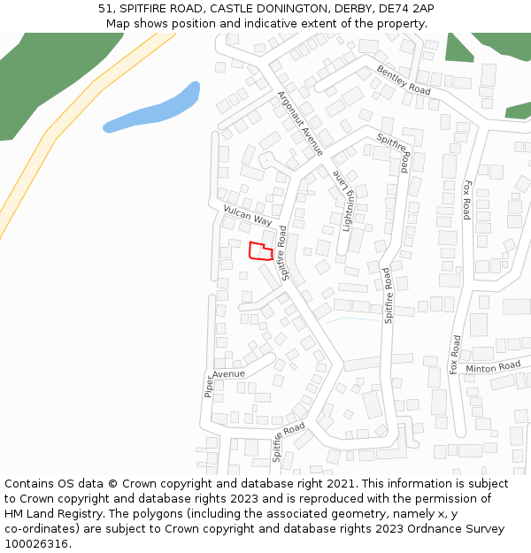 51, SPITFIRE ROAD, CASTLE DONINGTON, DERBY, DE74 2AP: Location map and indicative extent of plot