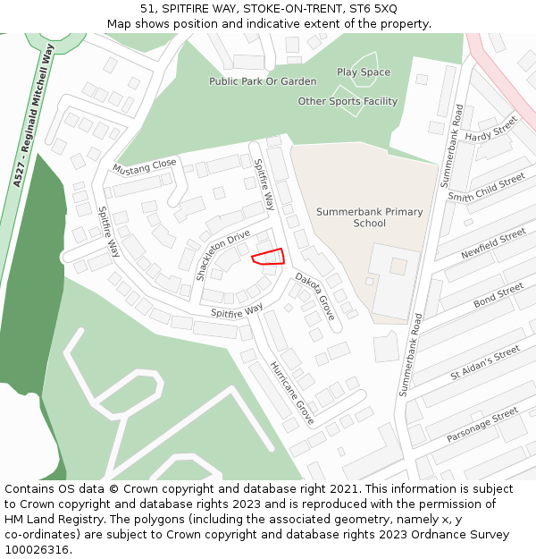 51, SPITFIRE WAY, STOKE-ON-TRENT, ST6 5XQ: Location map and indicative extent of plot