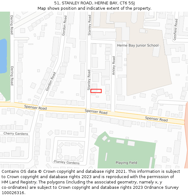 51, STANLEY ROAD, HERNE BAY, CT6 5SJ: Location map and indicative extent of plot