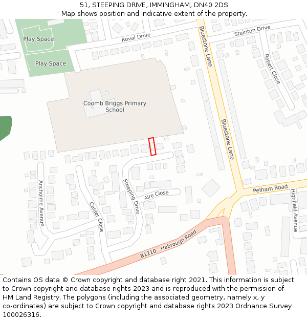 51, STEEPING DRIVE, IMMINGHAM, DN40 2DS: Location map and indicative extent of plot