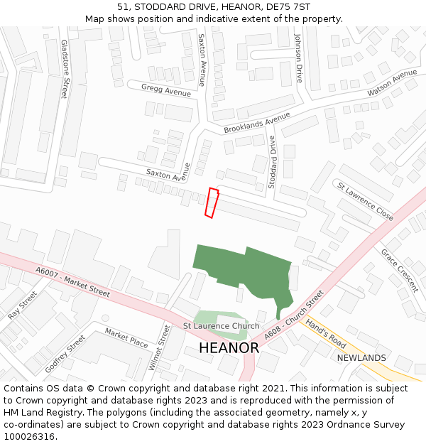 51, STODDARD DRIVE, HEANOR, DE75 7ST: Location map and indicative extent of plot