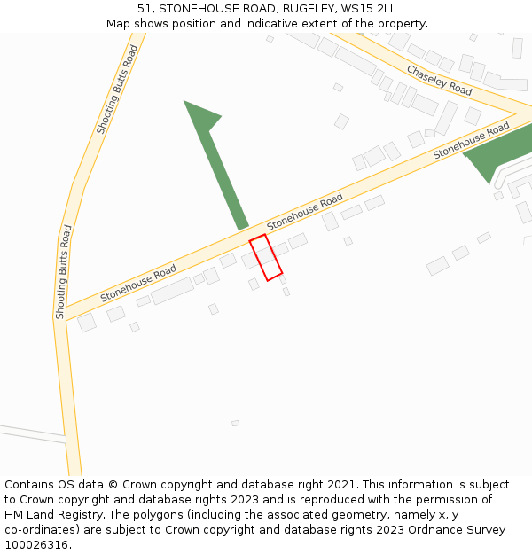 51, STONEHOUSE ROAD, RUGELEY, WS15 2LL: Location map and indicative extent of plot