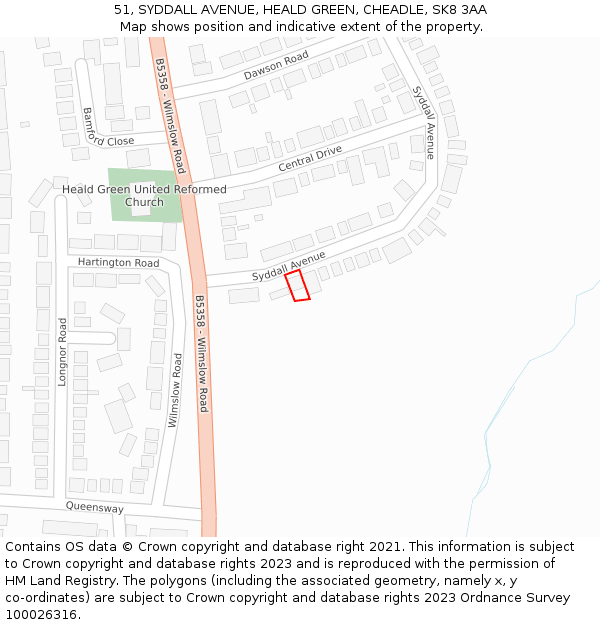 51, SYDDALL AVENUE, HEALD GREEN, CHEADLE, SK8 3AA: Location map and indicative extent of plot