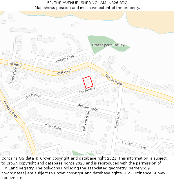 51, THE AVENUE, SHERINGHAM, NR26 8DQ: Location map and indicative extent of plot