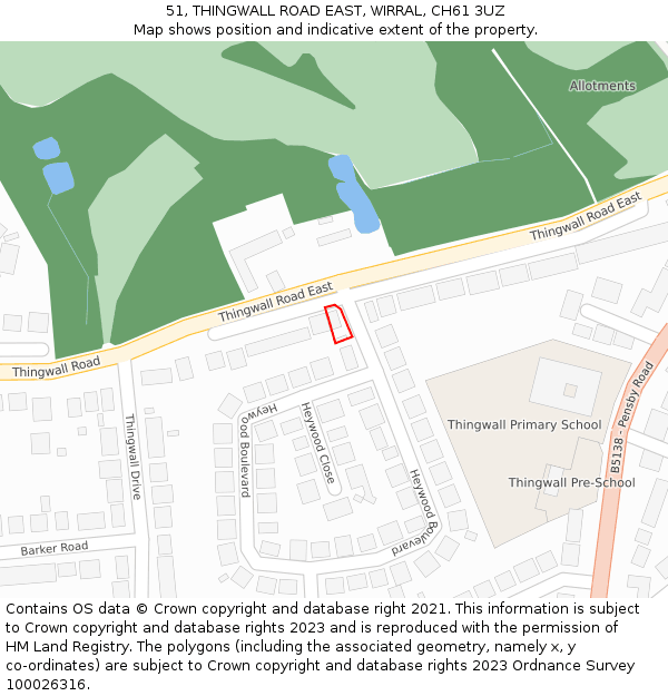 51, THINGWALL ROAD EAST, WIRRAL, CH61 3UZ: Location map and indicative extent of plot