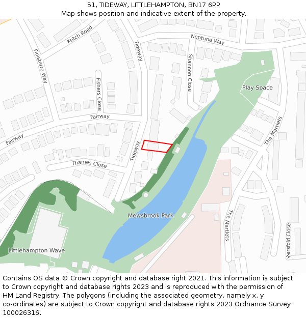 51, TIDEWAY, LITTLEHAMPTON, BN17 6PP: Location map and indicative extent of plot