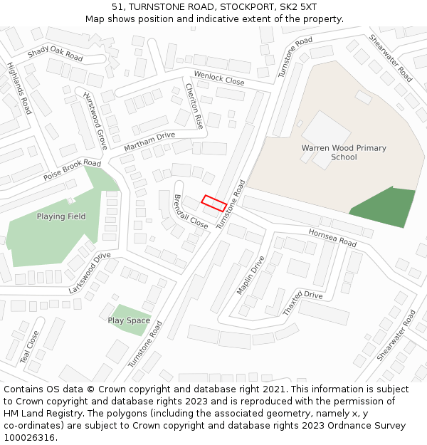 51, TURNSTONE ROAD, STOCKPORT, SK2 5XT: Location map and indicative extent of plot