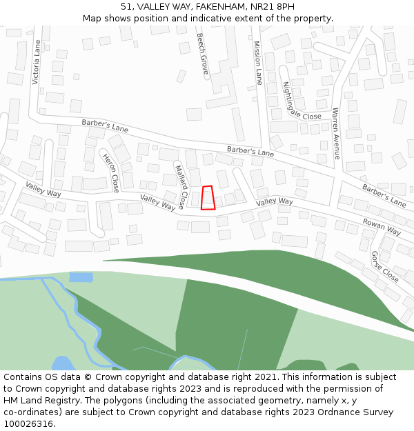 51, VALLEY WAY, FAKENHAM, NR21 8PH: Location map and indicative extent of plot