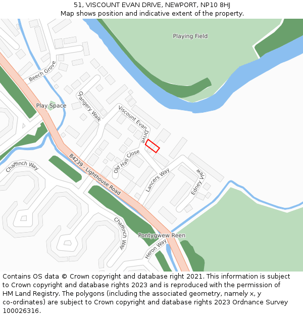 51, VISCOUNT EVAN DRIVE, NEWPORT, NP10 8HJ: Location map and indicative extent of plot