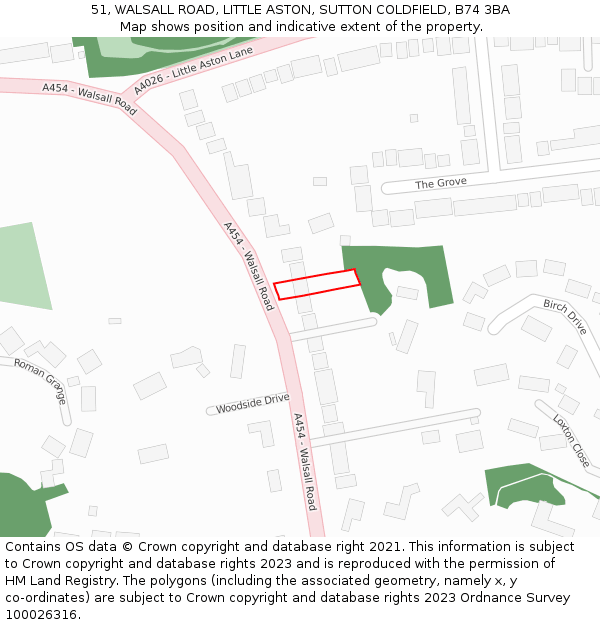 51, WALSALL ROAD, LITTLE ASTON, SUTTON COLDFIELD, B74 3BA: Location map and indicative extent of plot