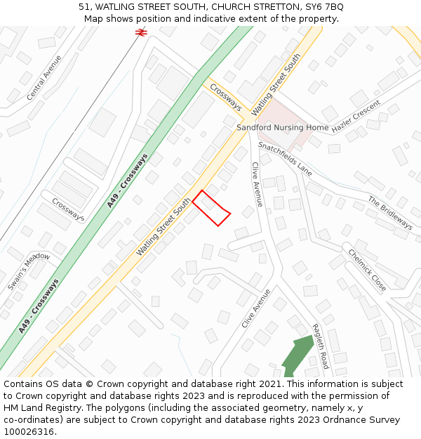 51, WATLING STREET SOUTH, CHURCH STRETTON, SY6 7BQ: Location map and indicative extent of plot