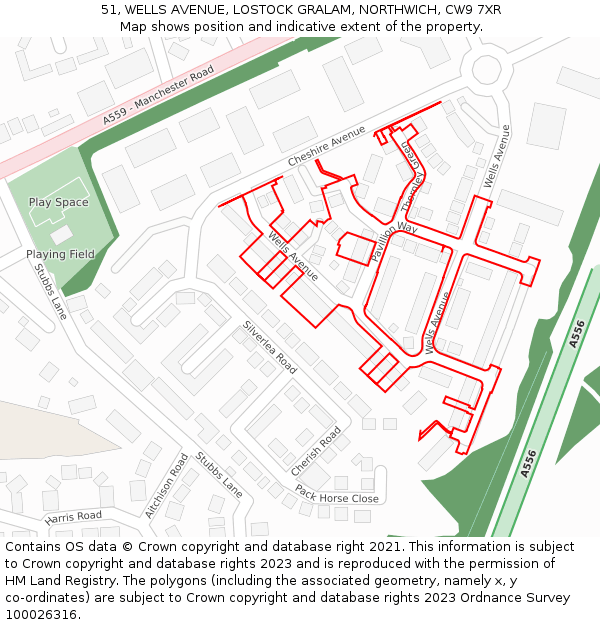 51, WELLS AVENUE, LOSTOCK GRALAM, NORTHWICH, CW9 7XR: Location map and indicative extent of plot