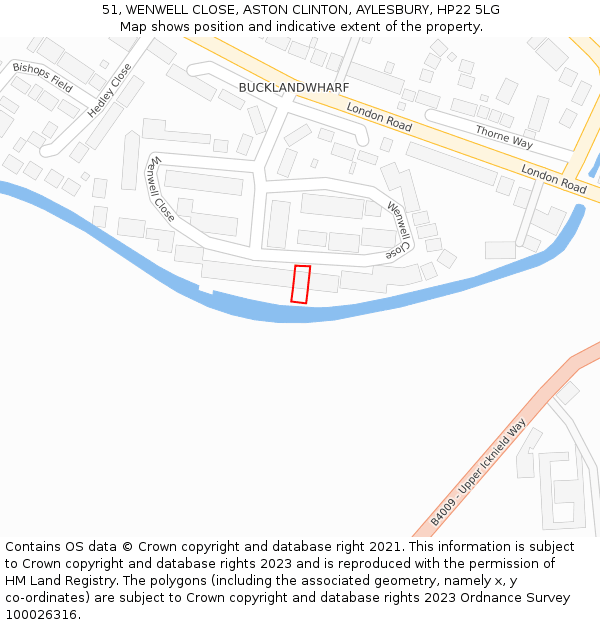 51, WENWELL CLOSE, ASTON CLINTON, AYLESBURY, HP22 5LG: Location map and indicative extent of plot