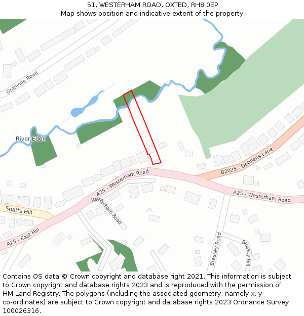 51, WESTERHAM ROAD, OXTED, RH8 0EP: Location map and indicative extent of plot