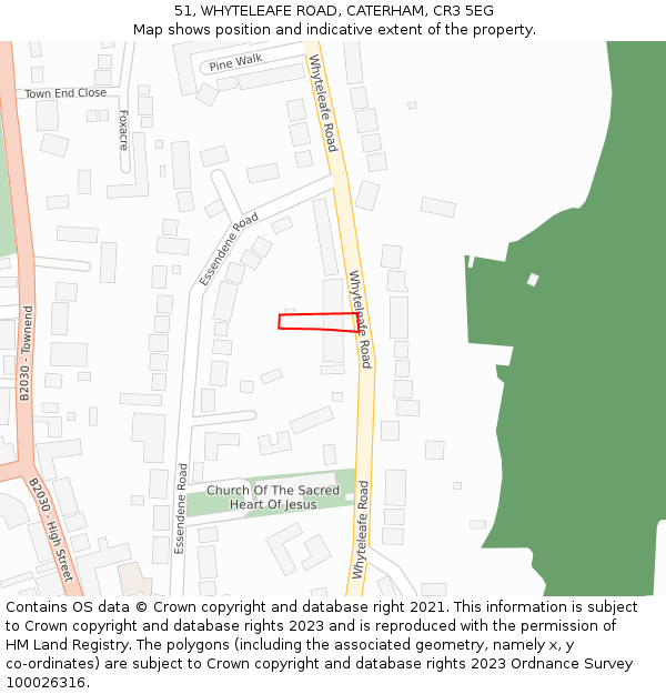 51, WHYTELEAFE ROAD, CATERHAM, CR3 5EG: Location map and indicative extent of plot