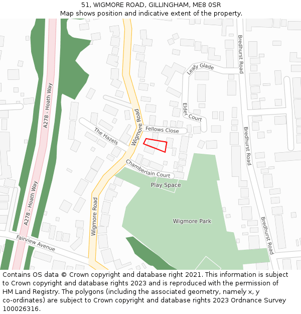 51, WIGMORE ROAD, GILLINGHAM, ME8 0SR: Location map and indicative extent of plot