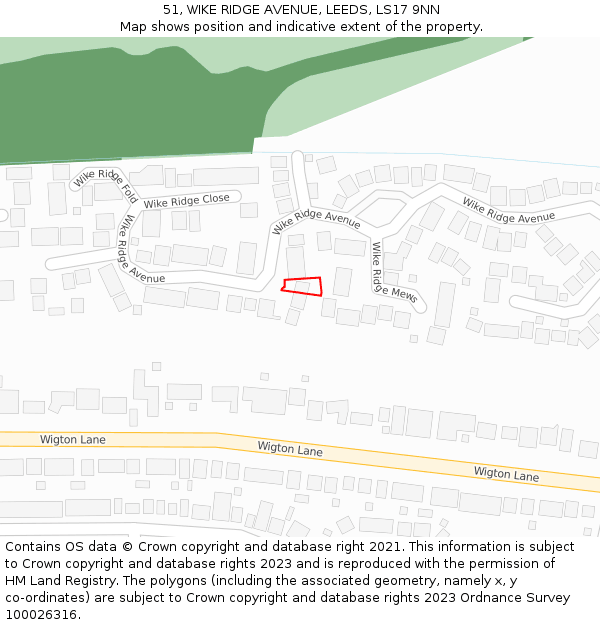 51, WIKE RIDGE AVENUE, LEEDS, LS17 9NN: Location map and indicative extent of plot