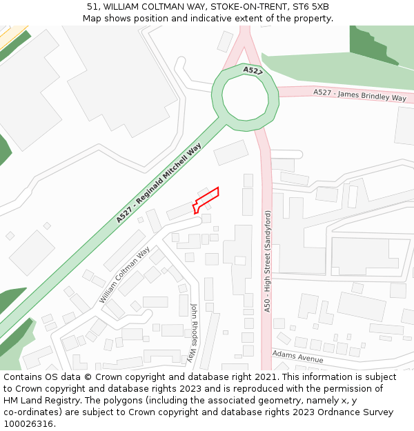 51, WILLIAM COLTMAN WAY, STOKE-ON-TRENT, ST6 5XB: Location map and indicative extent of plot