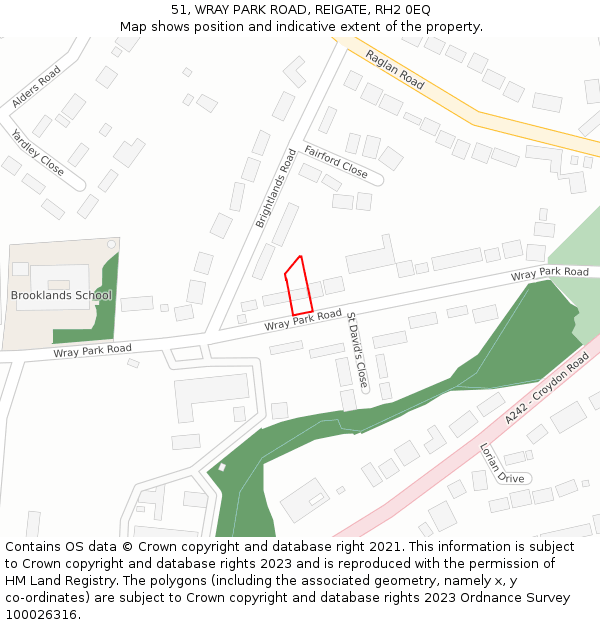 51, WRAY PARK ROAD, REIGATE, RH2 0EQ: Location map and indicative extent of plot