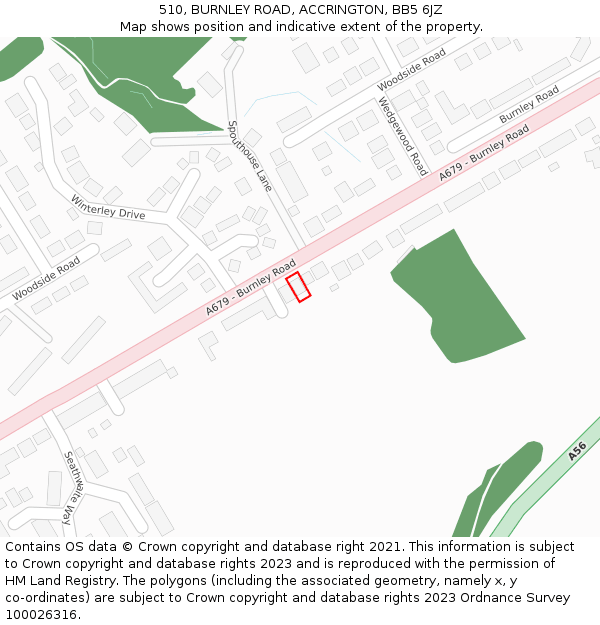 510, BURNLEY ROAD, ACCRINGTON, BB5 6JZ: Location map and indicative extent of plot