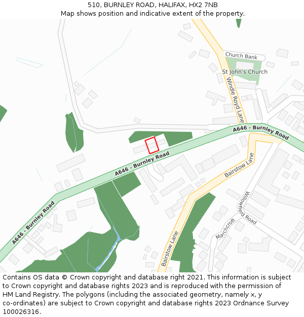 510, BURNLEY ROAD, HALIFAX, HX2 7NB: Location map and indicative extent of plot