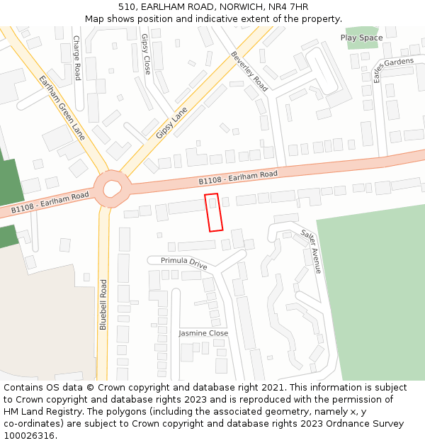 510, EARLHAM ROAD, NORWICH, NR4 7HR: Location map and indicative extent of plot