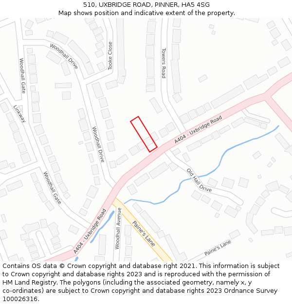 510, UXBRIDGE ROAD, PINNER, HA5 4SG: Location map and indicative extent of plot