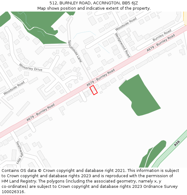 512, BURNLEY ROAD, ACCRINGTON, BB5 6JZ: Location map and indicative extent of plot