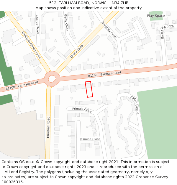 512, EARLHAM ROAD, NORWICH, NR4 7HR: Location map and indicative extent of plot