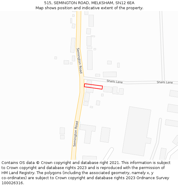 515, SEMINGTON ROAD, MELKSHAM, SN12 6EA: Location map and indicative extent of plot