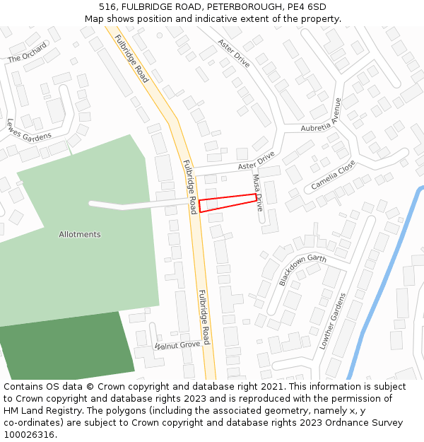 516, FULBRIDGE ROAD, PETERBOROUGH, PE4 6SD: Location map and indicative extent of plot