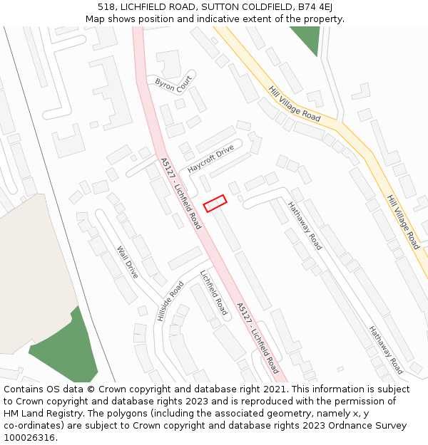 518, LICHFIELD ROAD, SUTTON COLDFIELD, B74 4EJ: Location map and indicative extent of plot