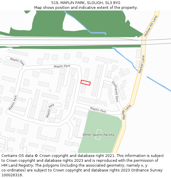 519, MAPLIN PARK, SLOUGH, SL3 8YG: Location map and indicative extent of plot