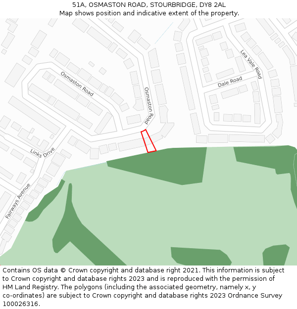 51A, OSMASTON ROAD, STOURBRIDGE, DY8 2AL: Location map and indicative extent of plot