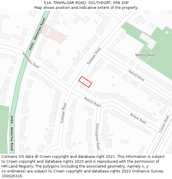 51A, TRAFALGAR ROAD, SOUTHPORT, PR8 2NP: Location map and indicative extent of plot