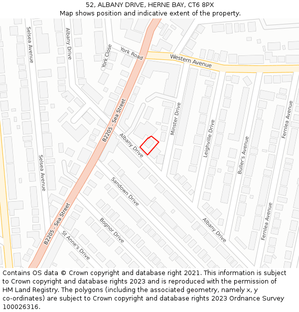 52, ALBANY DRIVE, HERNE BAY, CT6 8PX: Location map and indicative extent of plot