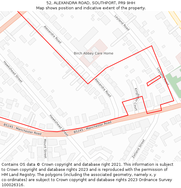 52, ALEXANDRA ROAD, SOUTHPORT, PR9 9HH: Location map and indicative extent of plot